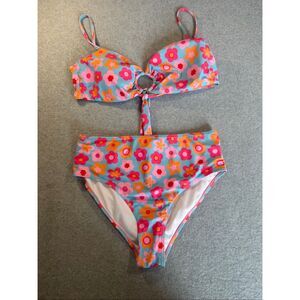 Caitlin Covington x Pink Lily floral high waisted swimsuit M